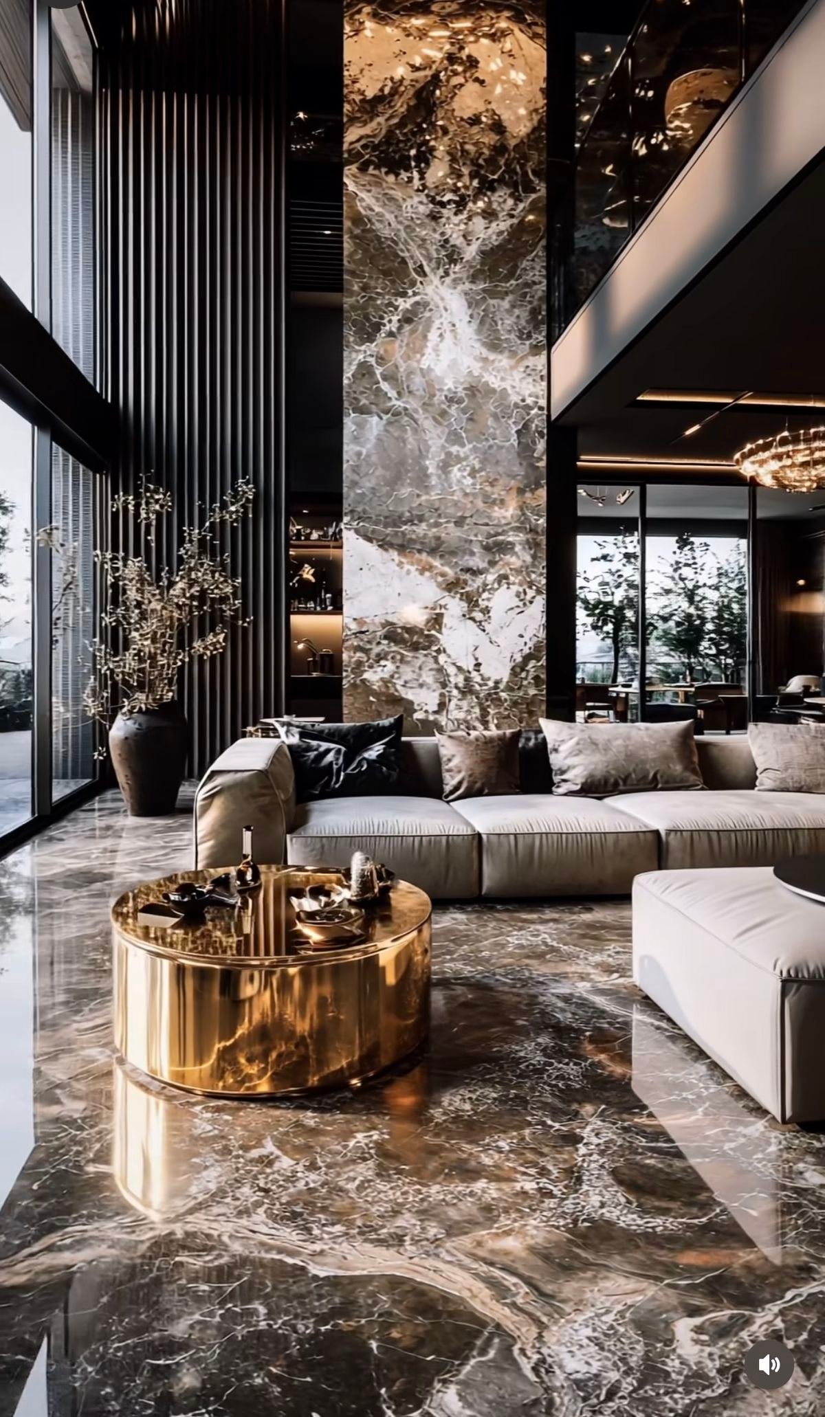 Piso y acabados de mármol en loft de lujo